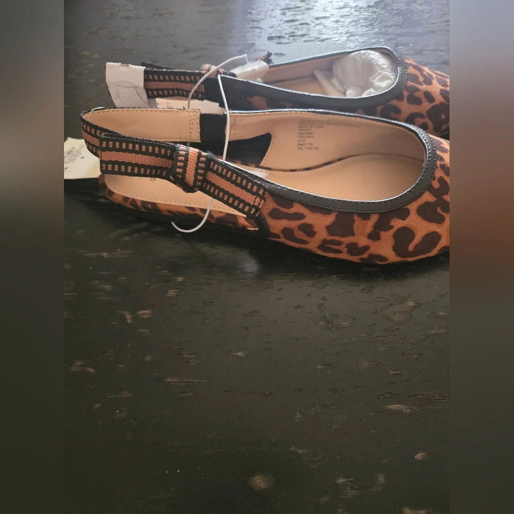 NWT Leopard Print Pointed-Toe Slingback Flats - Women Size 8